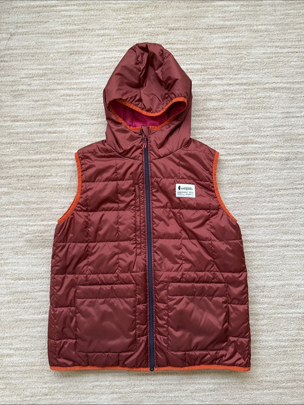 Like New Cotopaxi Teca Calido Hooded Vest Reversible Insulated Pink Brown Large